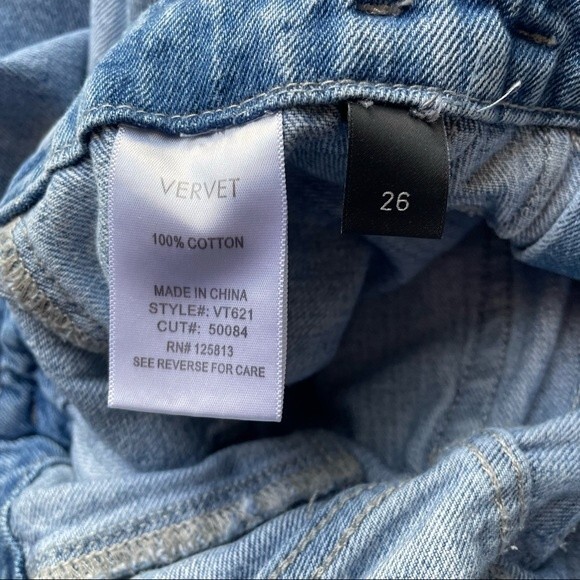 Vervet Mom Jeans Acid Wash Tie-Waist Paper Bag Distressed Denim Women’s Size 26 - Picture 7 of 9